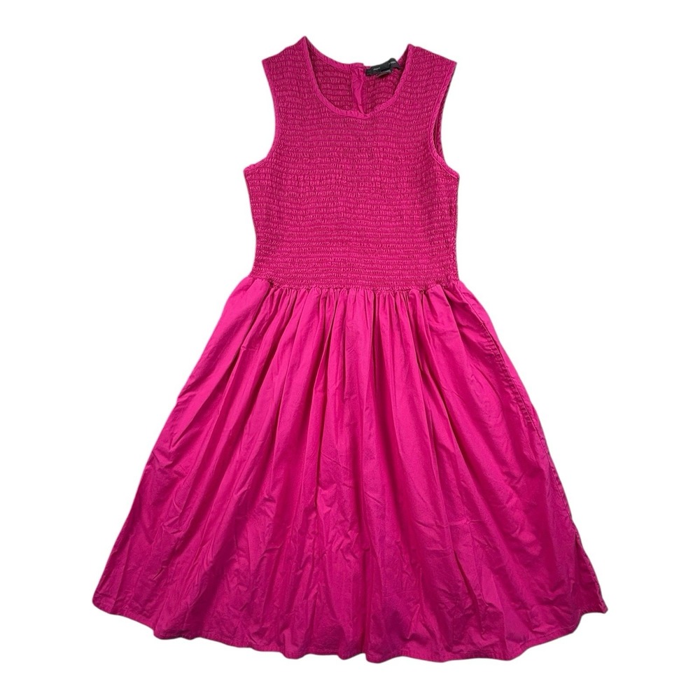 French Connection Girls Fuchsia Pink Smocked Cotton Dress Size 6‎